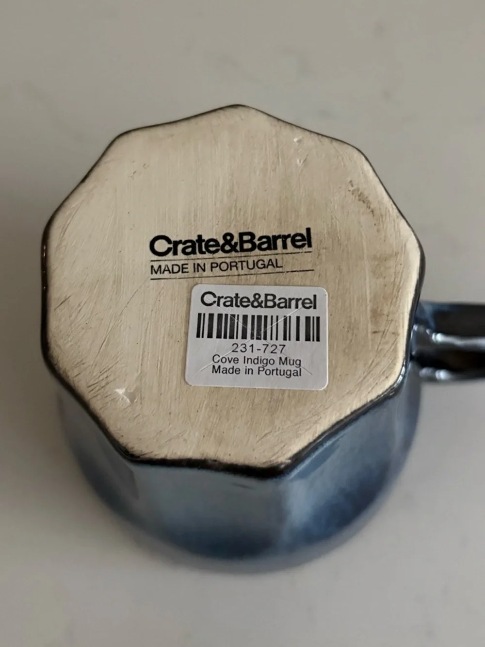 New! Crate&Barrel Cove Glazed Indigo Mug